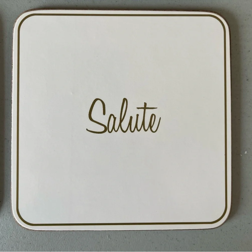 Williams - Sonoma Cheers Coaster set of 4 party holiday drinks EUC drinks cork